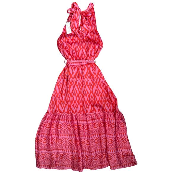 Cleobella Janice Satin Halter Ankle Dress Jaipur Ikat Print Size Large - Picture 8 of 14